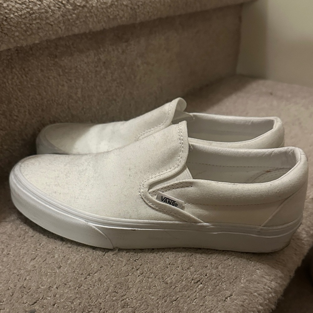 Vans Classic White Canvas Slip-Ons